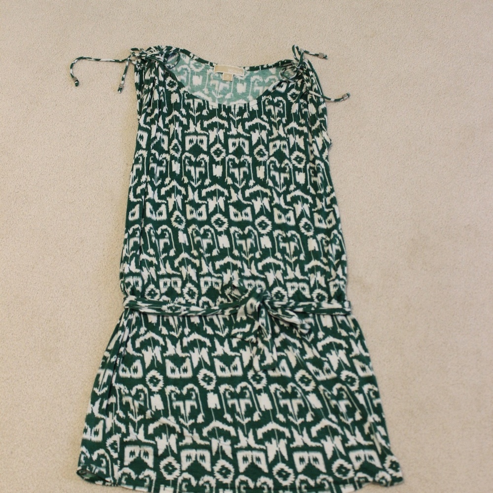 Michael Kors Green & White Aztec Print Dress